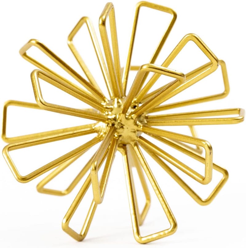 TICKCACY Metal Small Geometric Sculpture, 4.75" Gold Triangular Striking Iron Table Decoration Sphere, 3D Metal Home Table Top Decor Ball, Abstract Decorative Tabletop Orbs for Living Room Office - Image 1